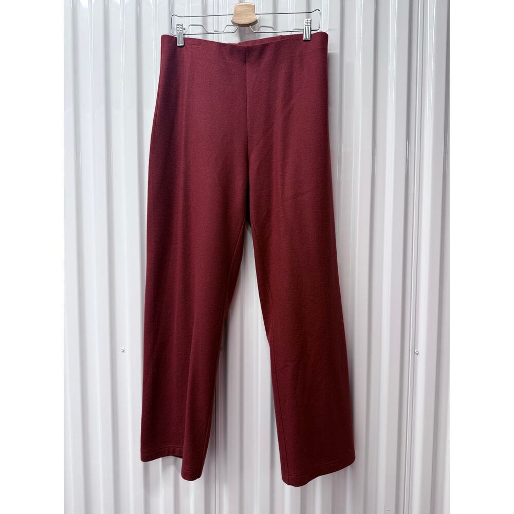 EILEEN FISHER 100% wool wide straight leg pull on warm minimalist trouser pants